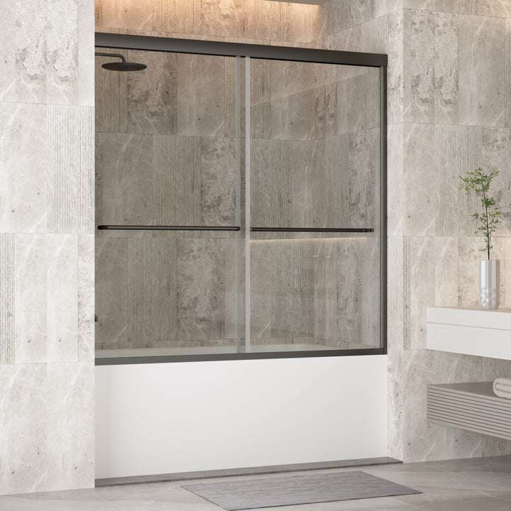 Modland 56-60" W x 58" H Double Sliding Bathtub Door with Clear Tempered Glass - Modland