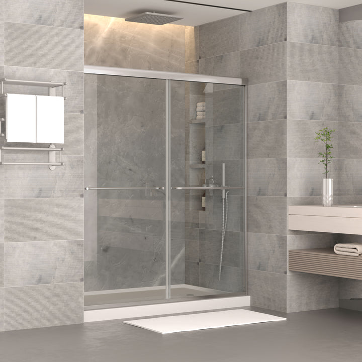 Modland 56-60" x 70" Double Sliding Frame Shower Door Clear Tempered Glass - Modland