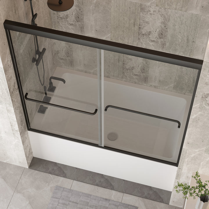 Modland 56-60" W x 58" H Double Sliding Bathtub Door with Clear Tempered Glass - Modland