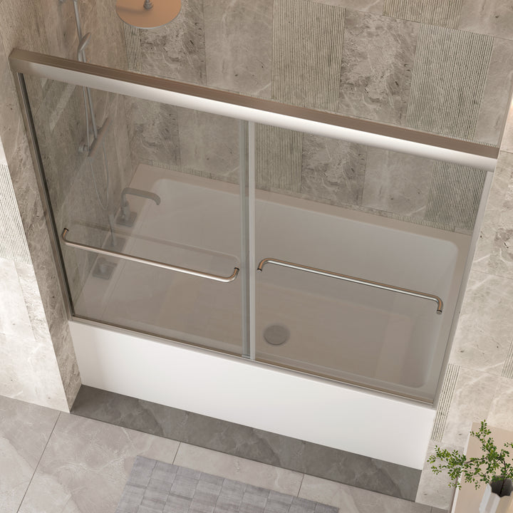 Modland 56-60" W x 58" H Double Sliding Bathtub Door with Clear Tempered Glass - Modland