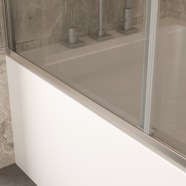 Modland 56-60" W x 58" H Double Sliding Bathtub Door with Clear Tempered Glass - Modland