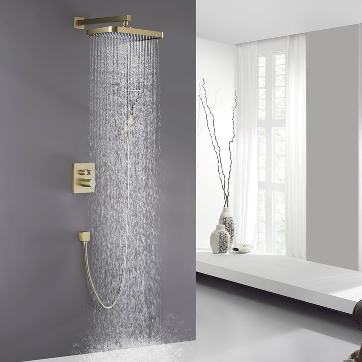 Thermostatic Rain Shower Set with Hand Shower Including Rough-in Valve - Modland