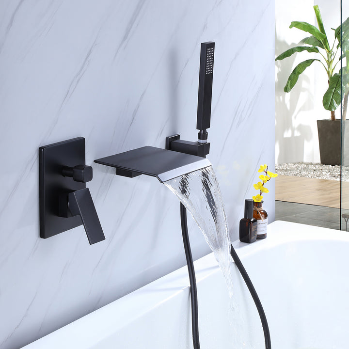 Wall Mounted Pressure Balance Waterfall Tub Spout with Handshower - Modland