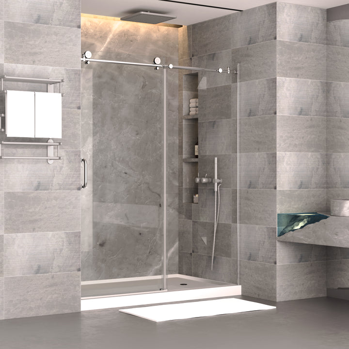 Modland 70" x 60" Single Sliding Frameless Shower Door Tempered Glass - Modland