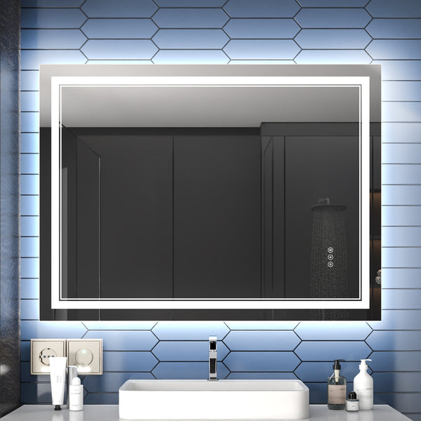 Linea 48" W x 36" H LED Decorative Vanity Mirror for Bathroom Glam - Modland