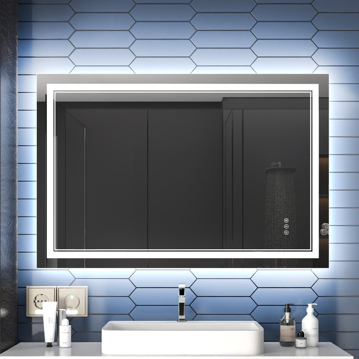 Linea 84" W x 32" H LED Frameless Vanity Mirror for a Sleek Bathroom - Modland