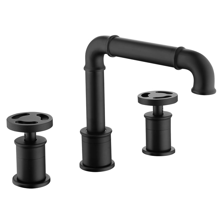 Deck Mounted Dual Handles Modern Industrial Style Bathroom Sink Faucet - Modland