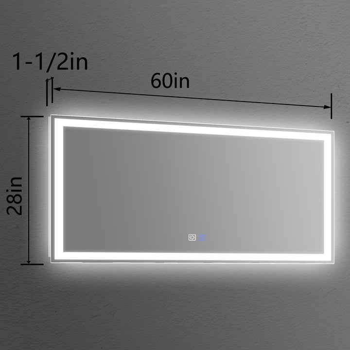 Modland LED Bathroom Vanity Mirror with Light,60*28 inch - Modland