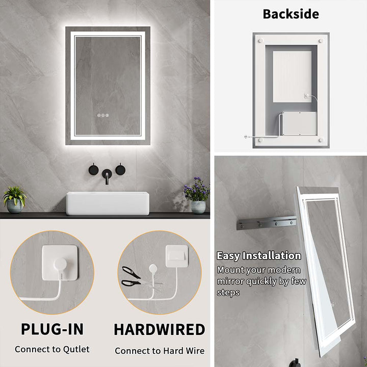 20x28 inch lighted vanity mirror installation options