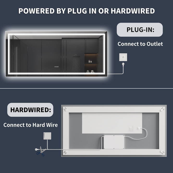 Linea 60" W x 28" H LED Bathroom Mirror Light for Enhanced Grooming - Modland