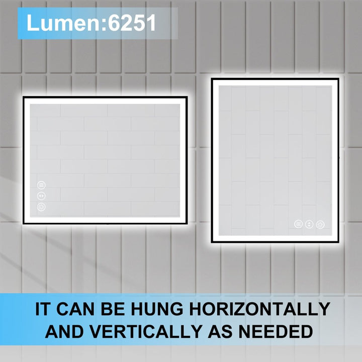 28x36 led mirror horizontal vertical hanging