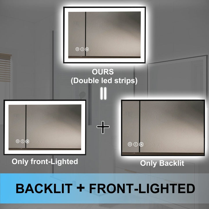 28x36 led mirror lighting options front back lit