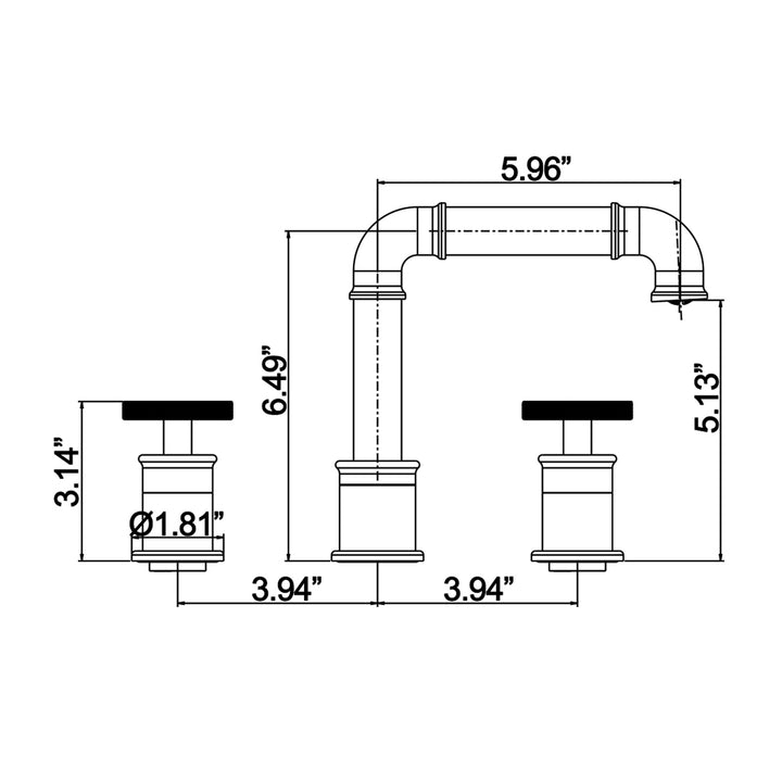 Deck Mounted Dual Handles Modern Industrial Style Bathroom Sink Faucet - Modland