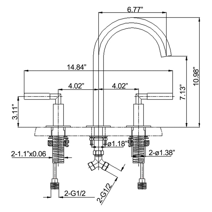 Deck Mounted Dual Handles Modern Industrial Style Bathroom Sink Faucet - Modland