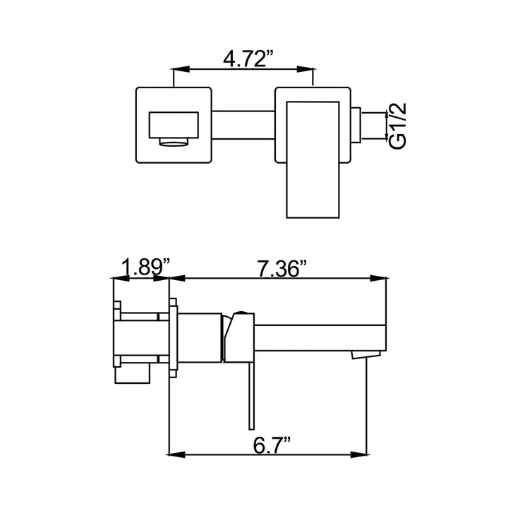 Square Wall Mounted Single Handle Bathroom Faucet-Includes Rough-in Valve - Modland