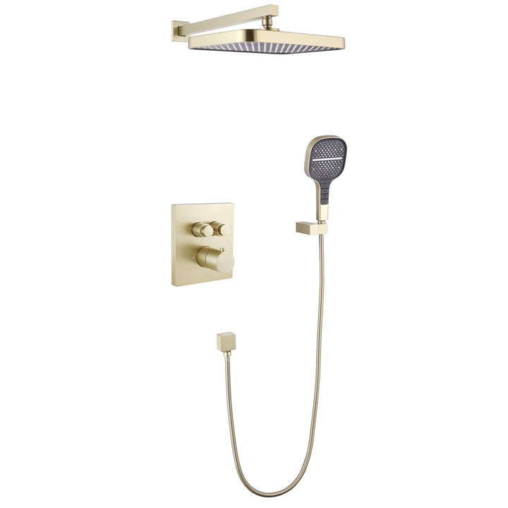 Thermostatic Rain Shower Set with Hand Shower Including Rough-in Valve - Modland