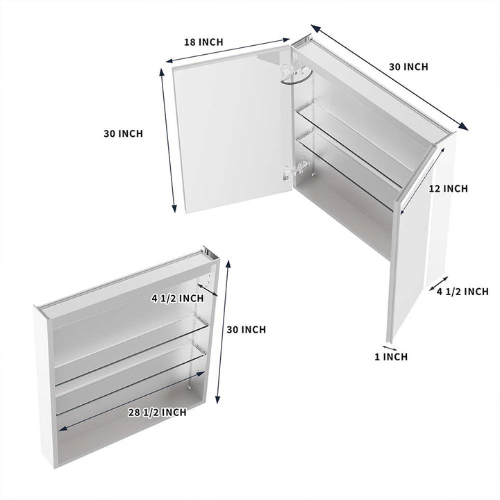 30x30 medicine cabinet anti fog