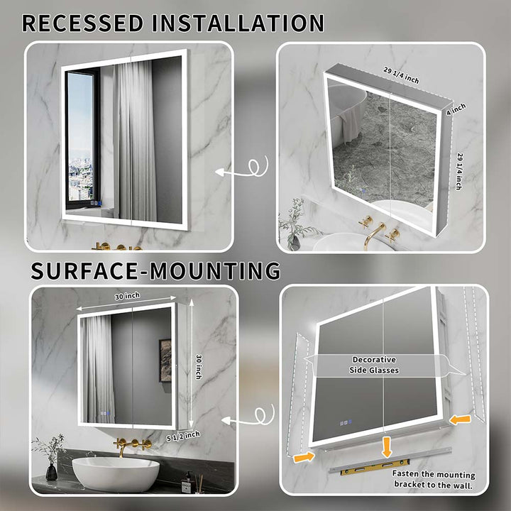 30x30 medicine cabinet installation guide dimensions included