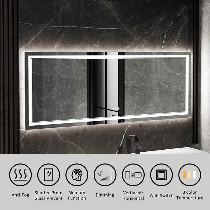 32x84 inch led vanity mirror features