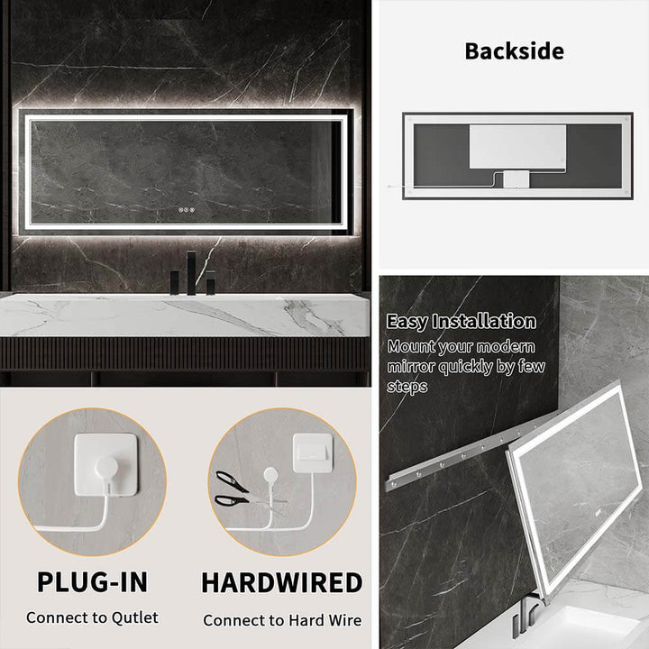 32x84 inch lighted vanity mirror installation options