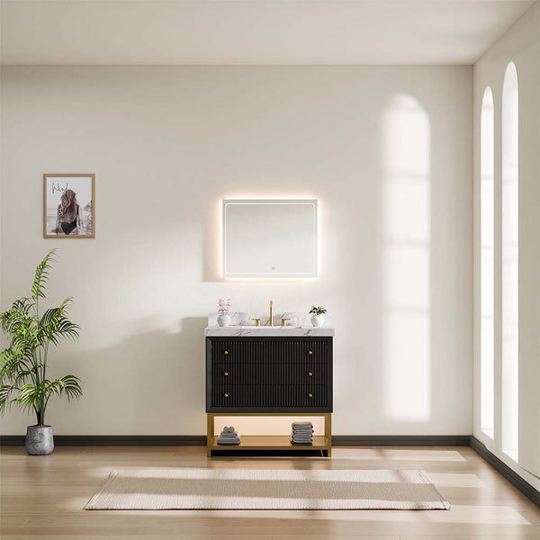 36 inch black and gold modern bathroom vanity