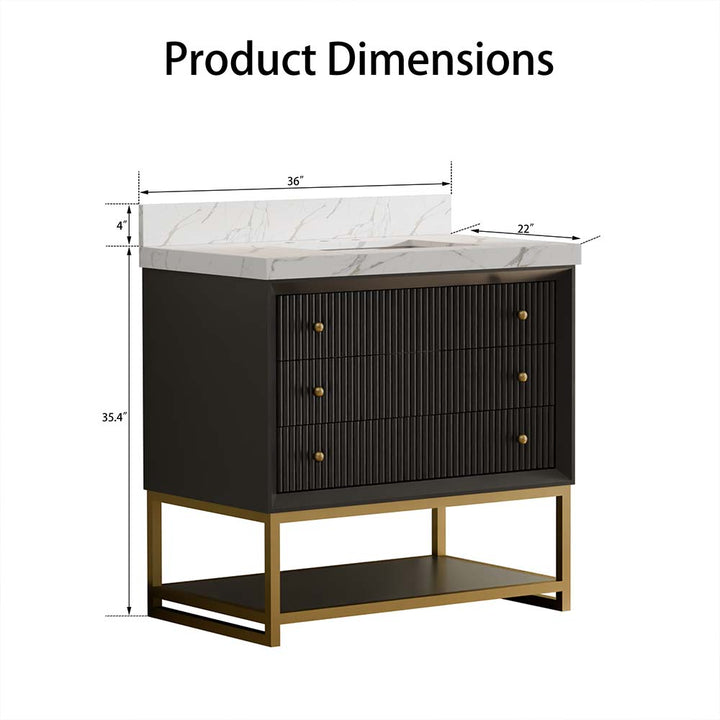 36 inch black modern vanity dimensions