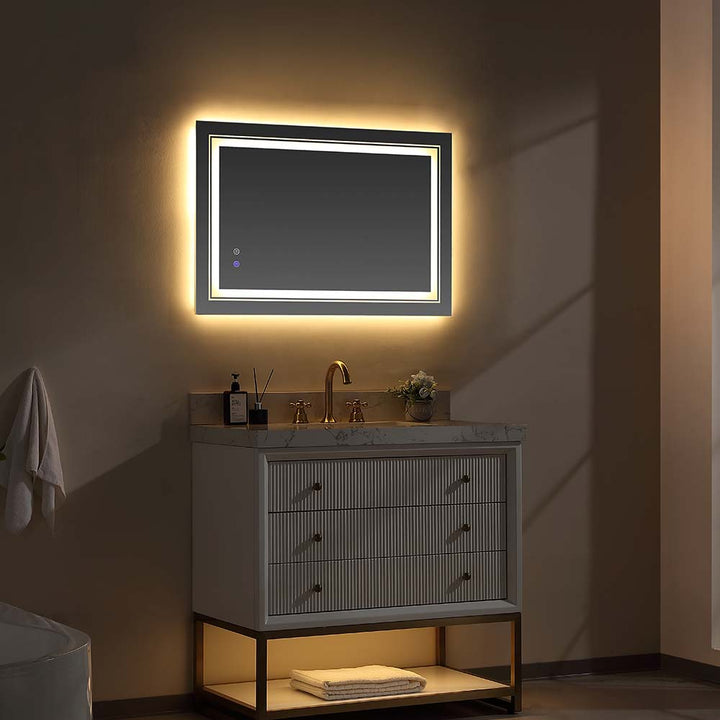 36 inch white modern bathroom vanity night side closed