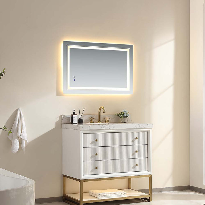 36 inch white modern bathroom vanity side closed