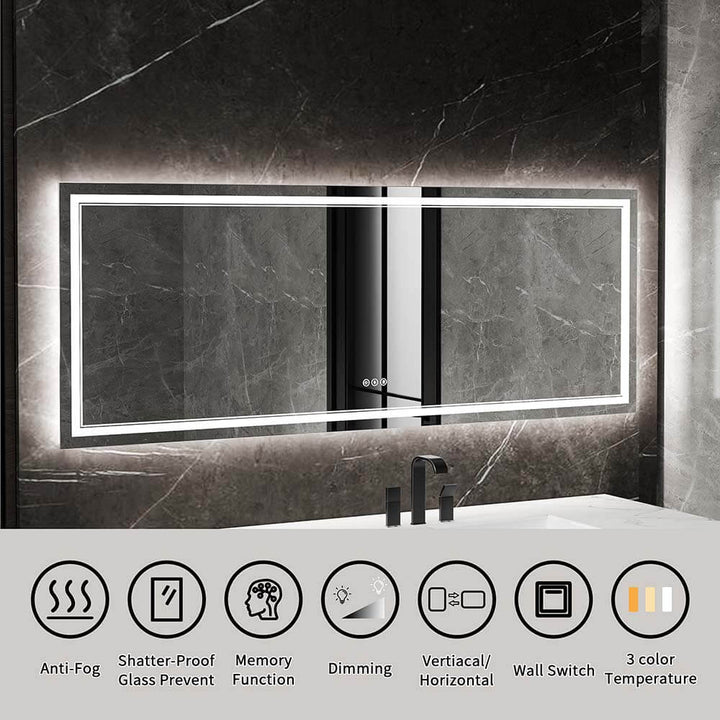 36x96 inch led vanity mirror features