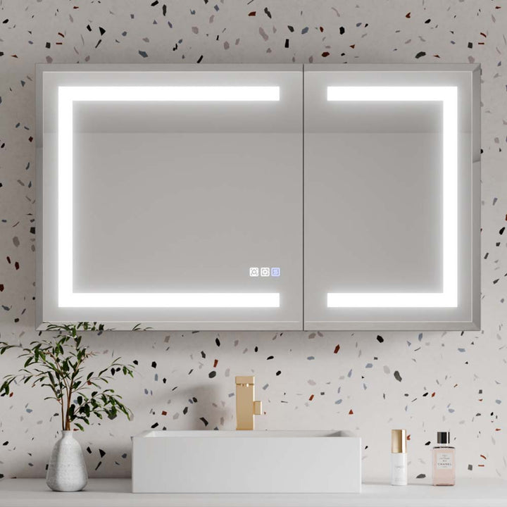 40x24 inch led medicine cabinet in modern bathroom setting