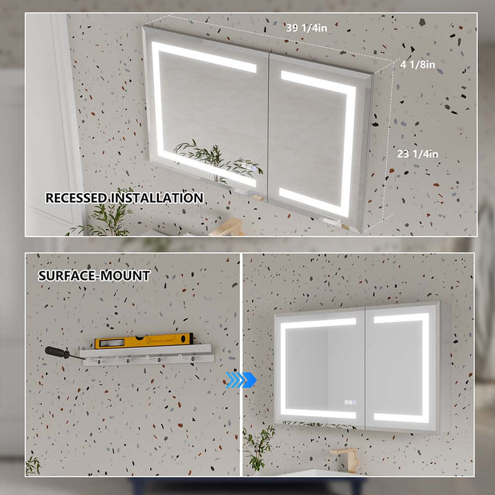 40x24 inch led medicine cabinet installation versatility