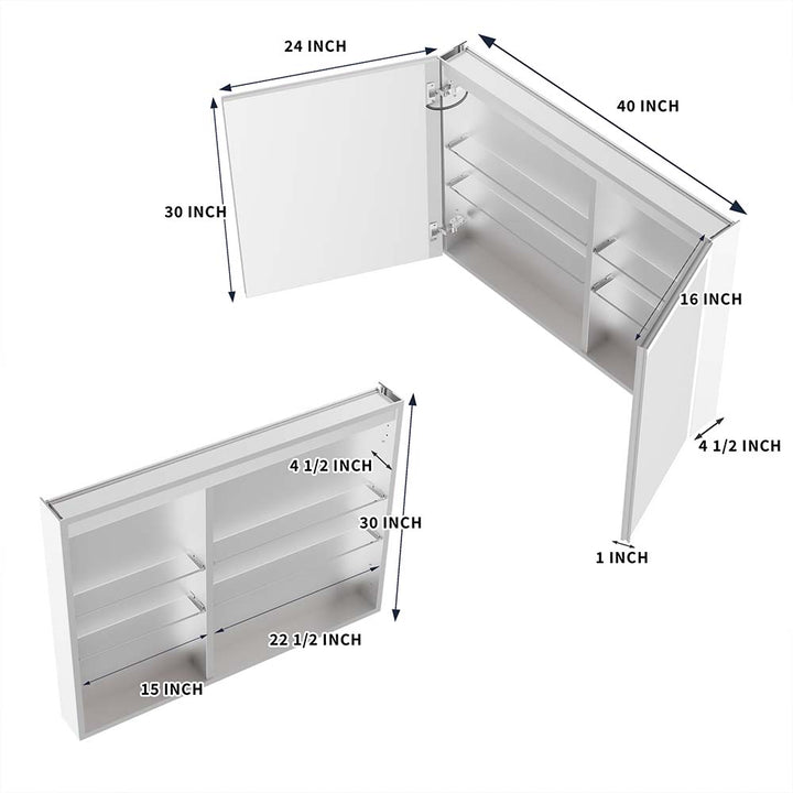 40x30 medicine cabinet anti fog