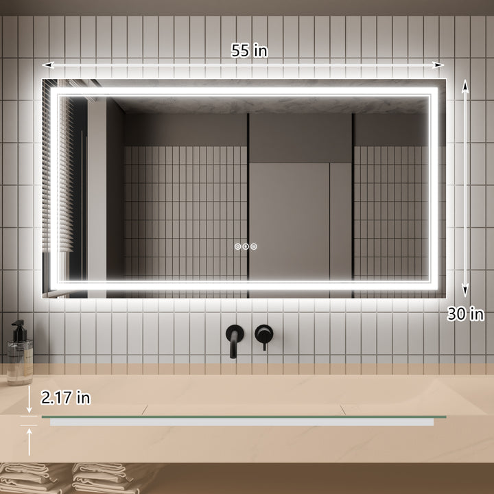 Modland 55x30 LED Bathroom Vanity Mirror  Backlit Front Light - Modland