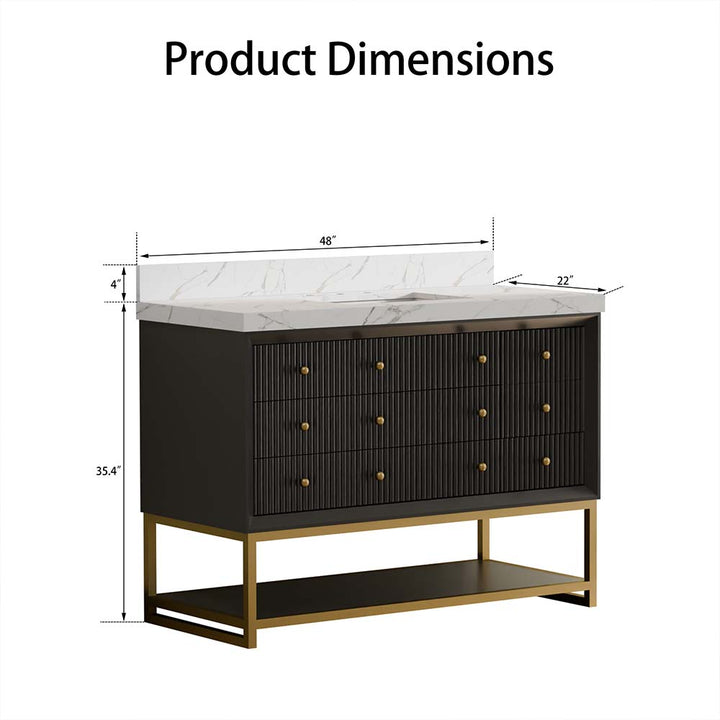 48 inch black modern vanity dimensions