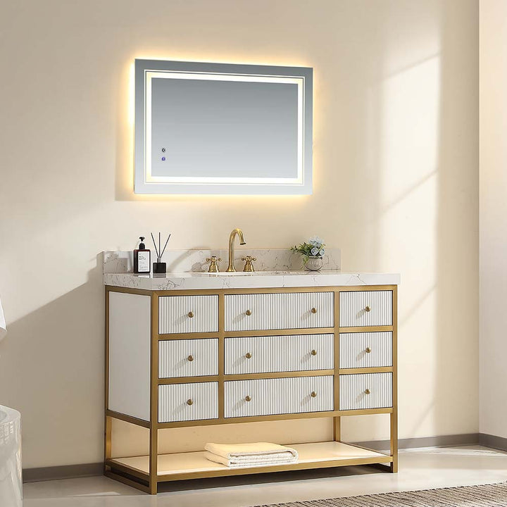 48 inch luxury modern white double sink vanity