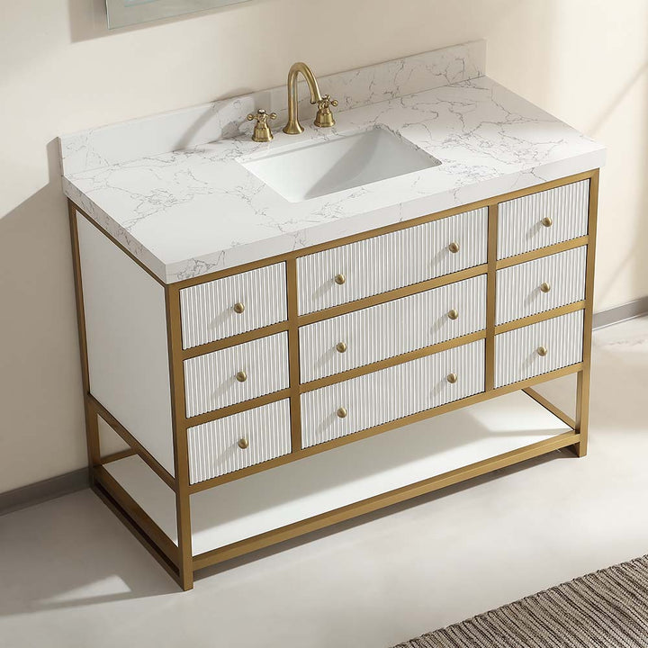 48 inch luxury modern white double sink white vanity angled