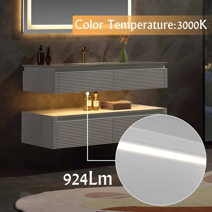 48x20 inch led floating bathroom vanity single sinks white