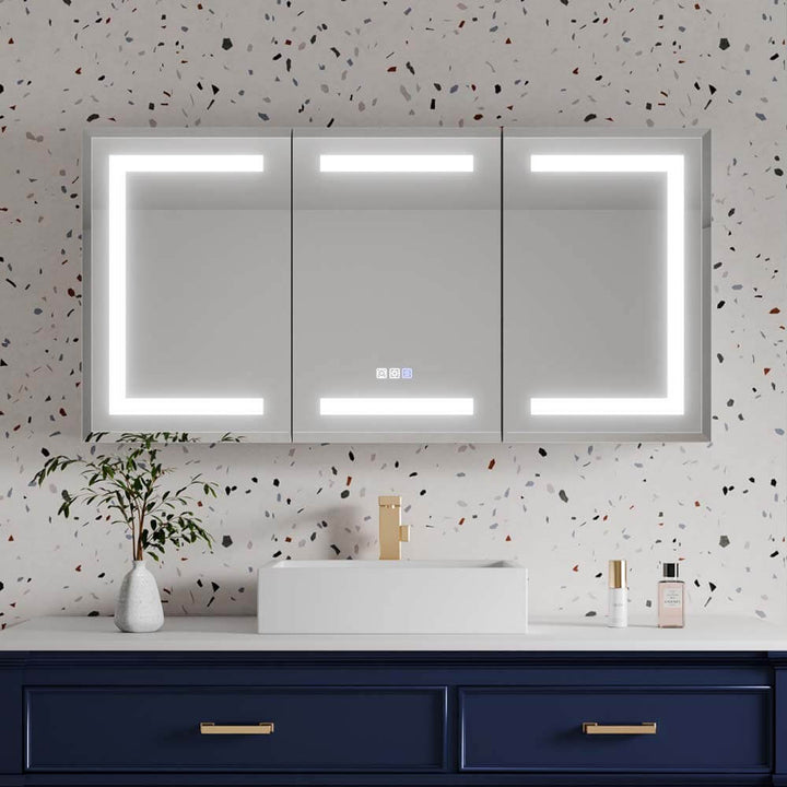 48x24 led medicine cabinet in modern bathroom setting