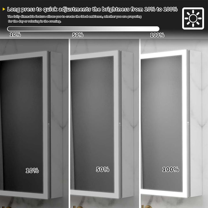 48x30 medicine cabinet adjustable brightness levels