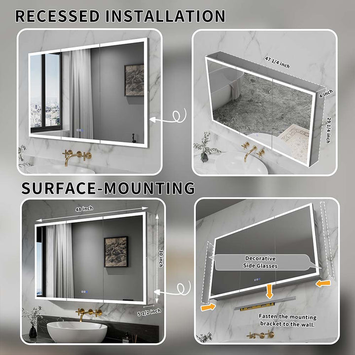 48x30 medicine cabine installation guide dimensions included