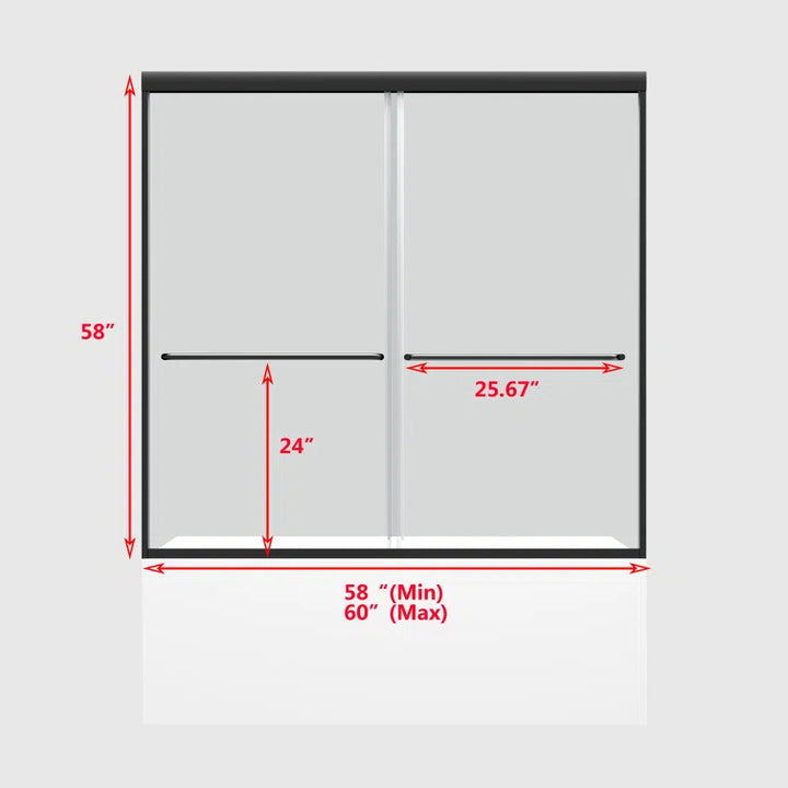 Modland 56-60" W x 58" H Double Sliding Bathtub Door with Clear Tempered Glass - Modland