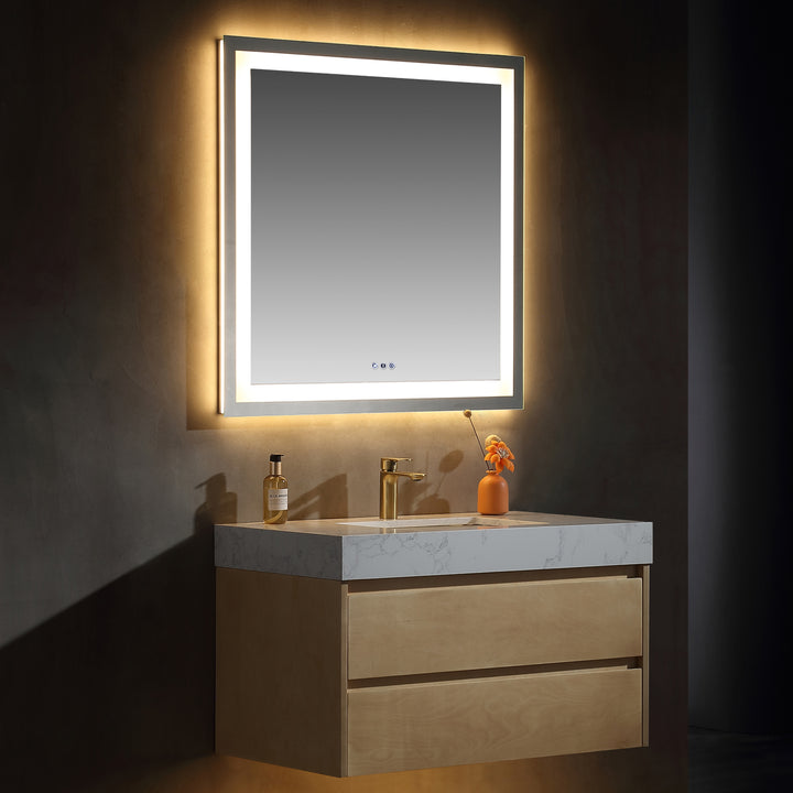 36'' Wall Mounted Single Bathroom Vanity with Engineered Stone Top - Modland