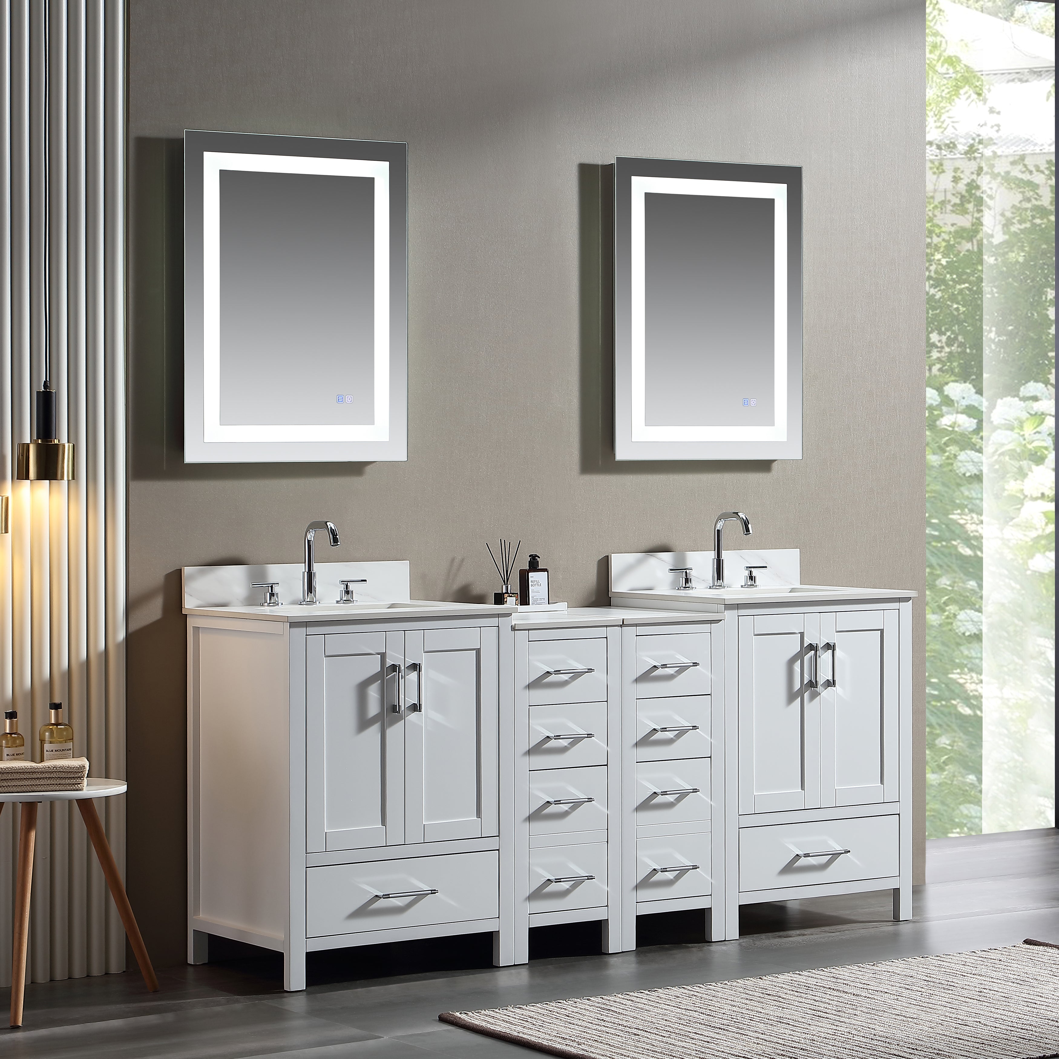 Annaline 72'' Free-standing Double Bathroom Vanity with Engineered Stone  Vanity Top