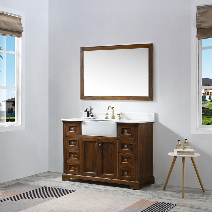 48'' Antique Freestanding Single Bathroom Vanity with Quartz Top - Modland