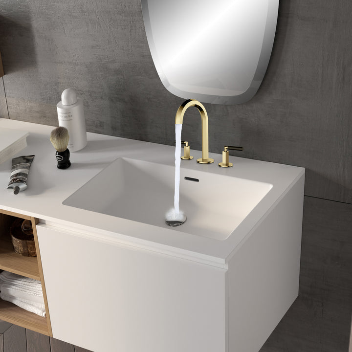 Deck Mounted Dual Handles Modern Industrial Style Bathroom Sink Faucet - Modland