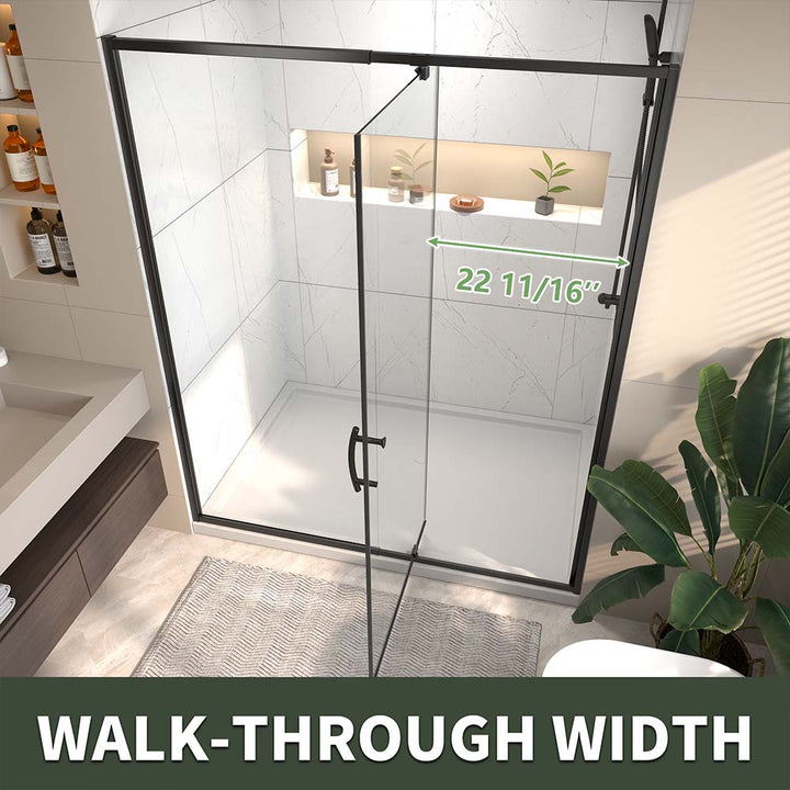 60 inch black bathroom shower door access width