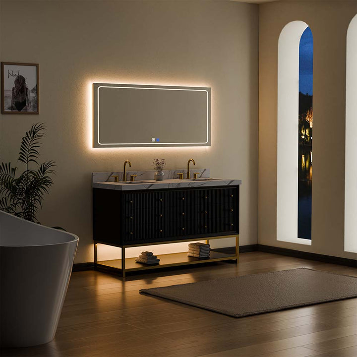 60" Black Modern Vanity Night Side