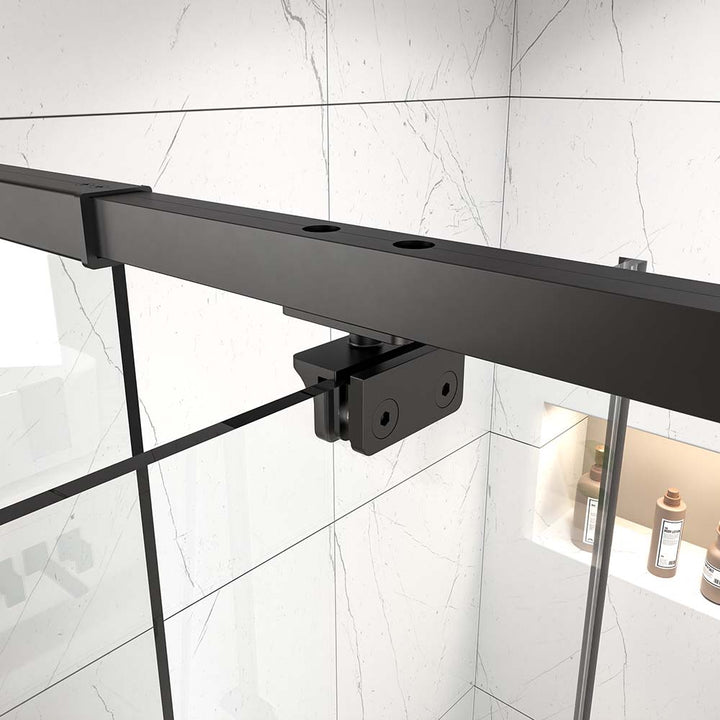 60 inch modern black shower door detail