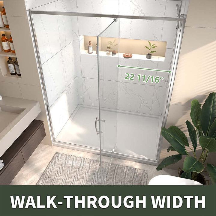 60 inch white bathroom shower door access width