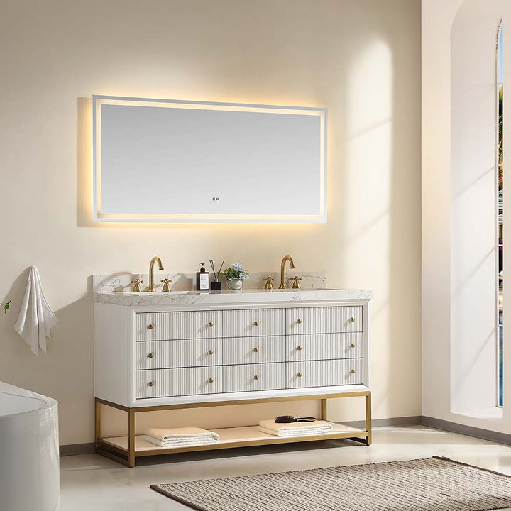 60 inch white modern bathroom vanity side closed